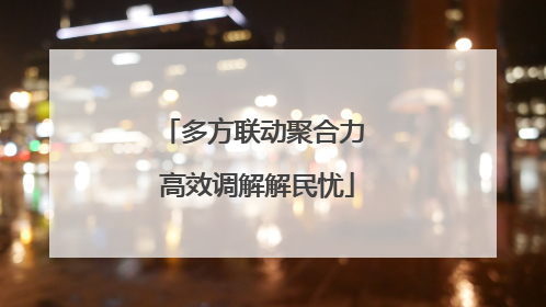 多方联动聚合力 高效调解解民忧